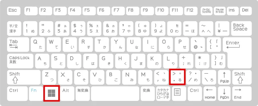 絵文字パネルを開くショートカットキー[Windows]+[.]