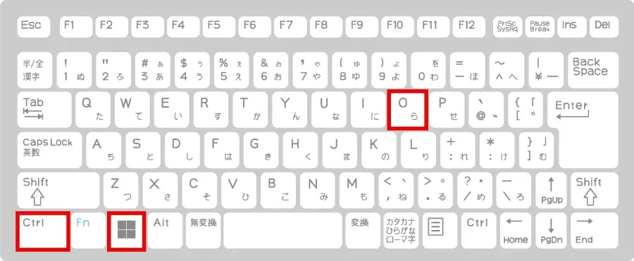 スクリーンキーボードを表示するショートカットキー「Windows + Ctrl + O」