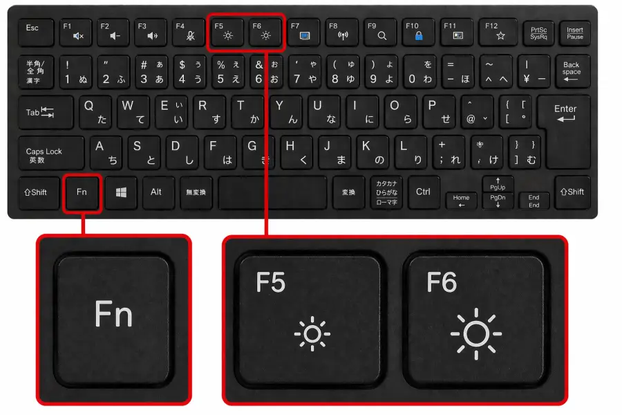 明るさを調節できるキーボードの例