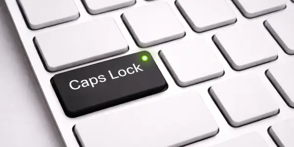 Caps Lock機能が「オン」のときのキーボード「Caps Lock」キー