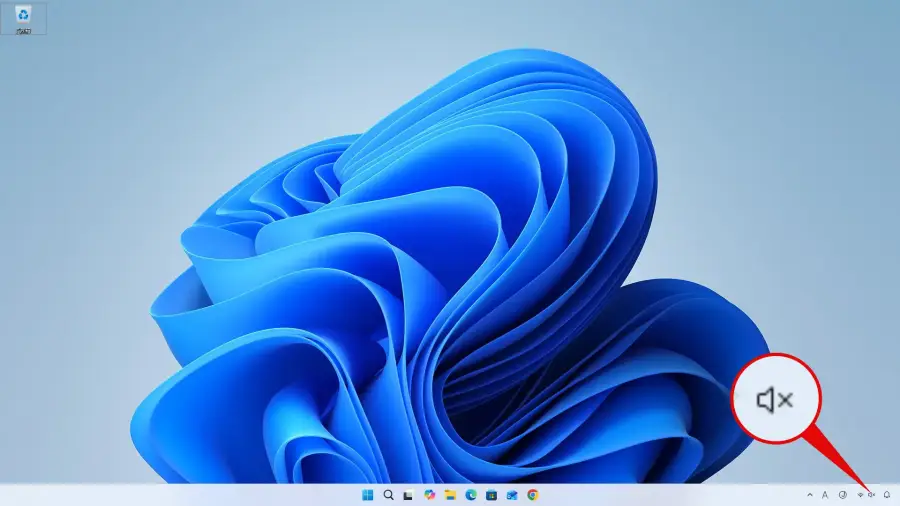Windows11でミュート状態になっているときの表示例